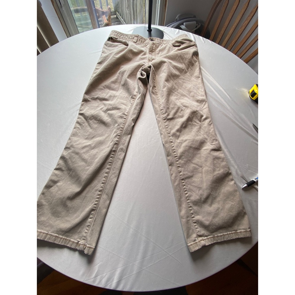 GH Bass & Co Mens Canvas Pants 34x30 Tan Khaki Straight Leg Work Casual Trousers